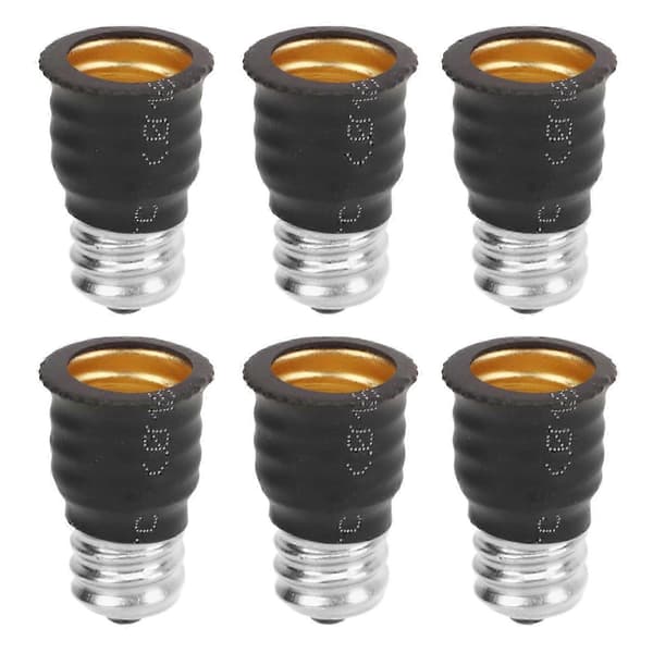 6-pack svart E12 till E14 glödlampsadapteromvandlare