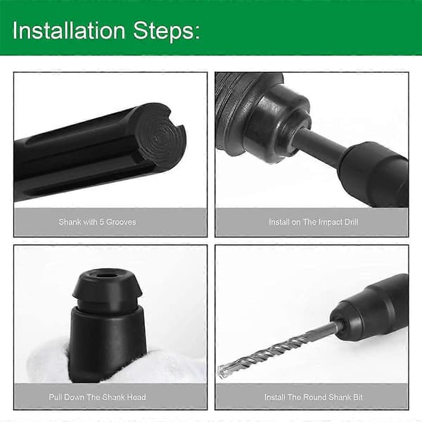 SDS Max til SDS Plus Adapter, Borechuck Konverteringsverktøy for SDS Max Hammere Slagborkonverter Black