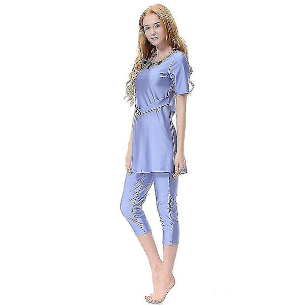 Kvinnors Islamisk Muslimsk Strandbadkläder Blygsam Badkläder Helkroppsburkini Bästa Present Lavender 3XL