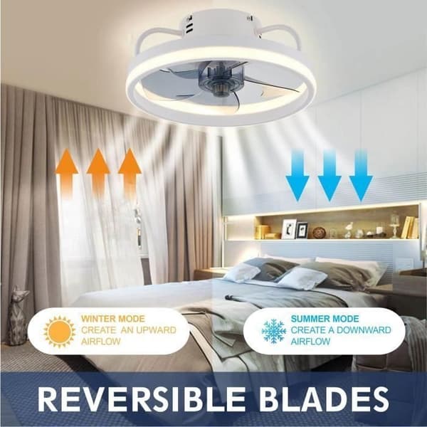 Ceiling Fan 6 Speeds Silent Fan Dimmable 3 Colors with Remote Control Ceiling Fan - black #7