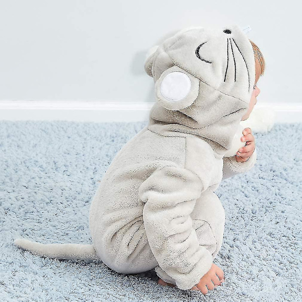 Unisex Vauvan Eläinpuku Talvi Syksy Flanelli Huppari Haalari Cosplay Mouse 90
