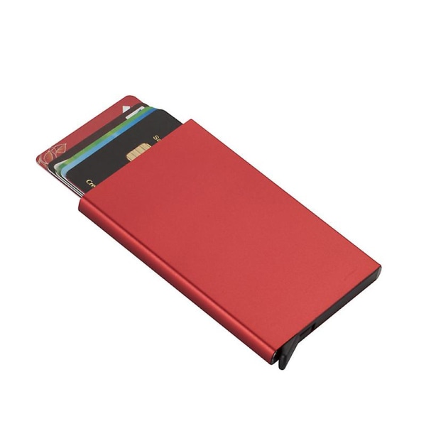 Aluminiumskortholder Slim Card Case Minimalistisk Card Wallet Pop Up Card Til Mænd Kvinder Red