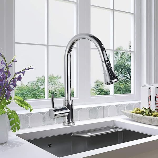 Kitchen Faucet 360° Swivel Spray 3 Spray Modes Single Handle Mixer Chrome Sink