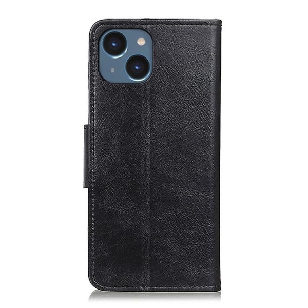 For Iphone 15 Mirren Crazy Horse Texture Horisontal Flip Lær Telefonveske (svart) Black For iPhone 15 Plus