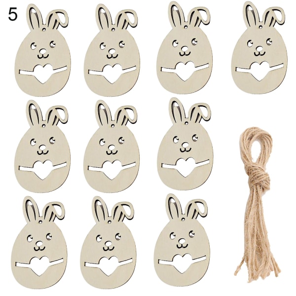 10 stk påskeanheng Dekorativt uthult design Tre Bunny Eggs Chick Anheng til fest 5