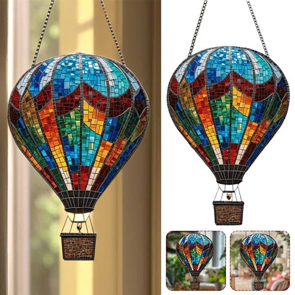 Solar-powered hot air balloon garden light with flame effect, acrylic hanging solar light G 1 pc