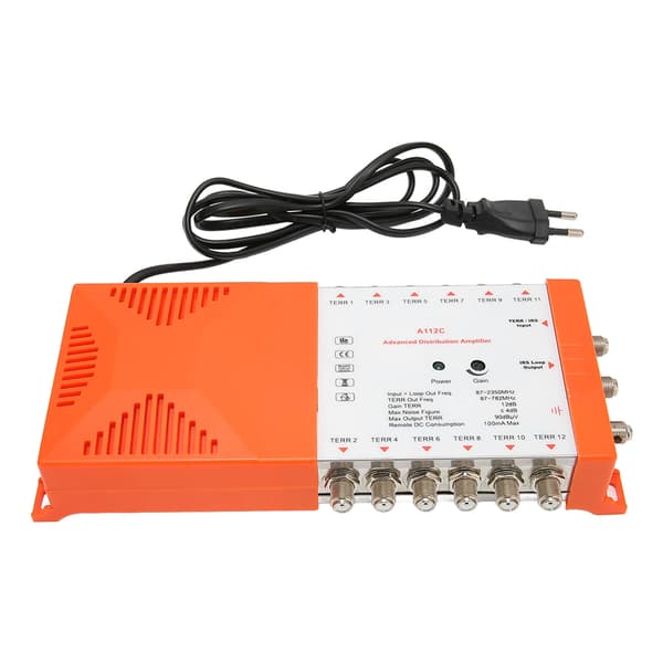 12-channel cascadeable distribution amplifier A112C LTE filter 12-way splitter EU plug 230V