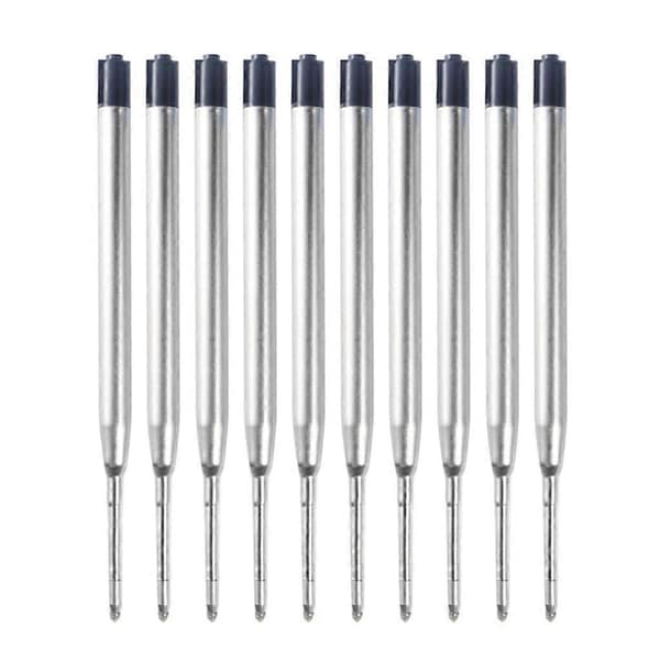 10 stk utskiftbare blekkrefiller, kulepennrefiller 1,0 mm spiss Black