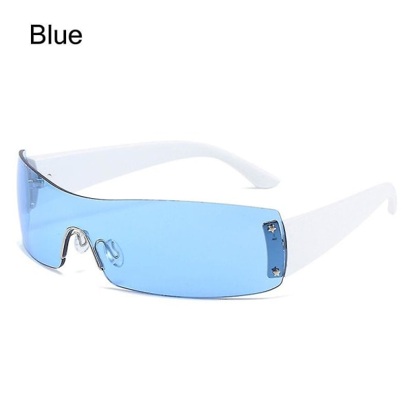 Punk One Piece Solbriller Goggle Ny Y2k Luksus Brand Solbriller Skygger Øjenbryn Uv400 Fem Stjerne Briller Sports Solbriller Blue