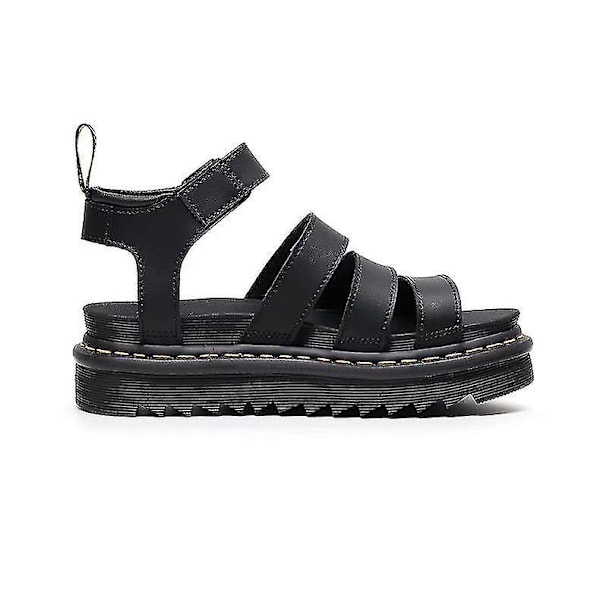 Damskor Chunky Sandaler Tjocka Sulor Remmar Blockplattformsskor Sommar Ny Storlek BLACK 38