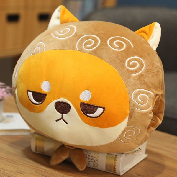 Mjuk Shiba Inu Plyschdjur Kudde, söt Shiba Inu Plushie Kudde Leksak med Orange Bandana