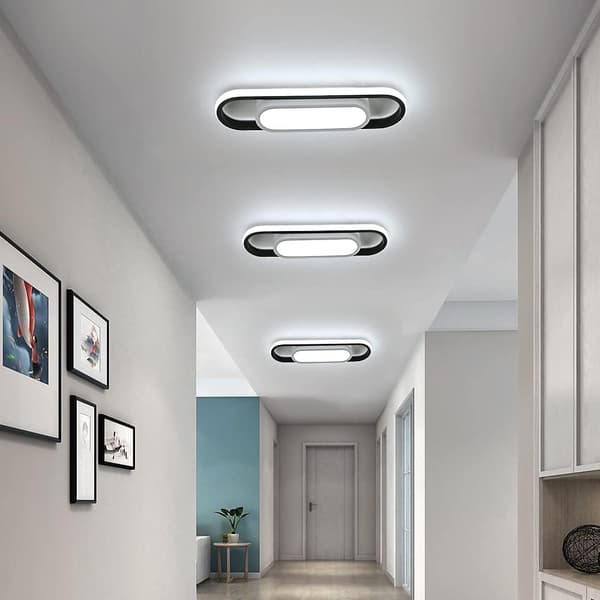 Modern LED Ceiling Light, 24W 1800 Lumen Rectangular Ceiling Lamp, White Ceiling Light for Living Room, Bedroom, Kitchen, Hallway, Studio