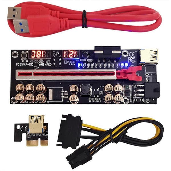 VER018 PRO PCI-E Riser-kortti USB 3.0 -kaapeli 018 PLUS PCI Express (punainen)
