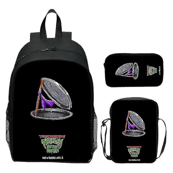 2024 Nya Teenage Mutant Ninja Turtles Skolväska Axelväska Pennväska 3-pack 16\" Ryggsäck Cartoon Tryckt Väskor Pojkar Födelsedagspresent Hög Kvalitet T-12