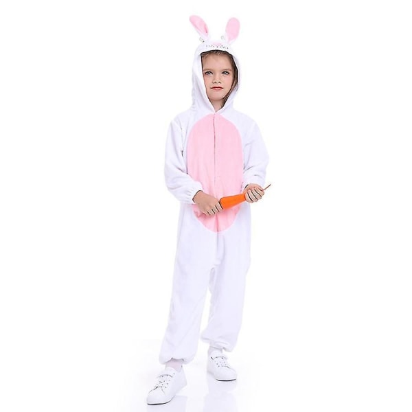 Halloween kanin kostym för barn Karneval Djur Jumpsuit Unisex Kanin Onesie påsk Pyjamas Vita sovkläder L