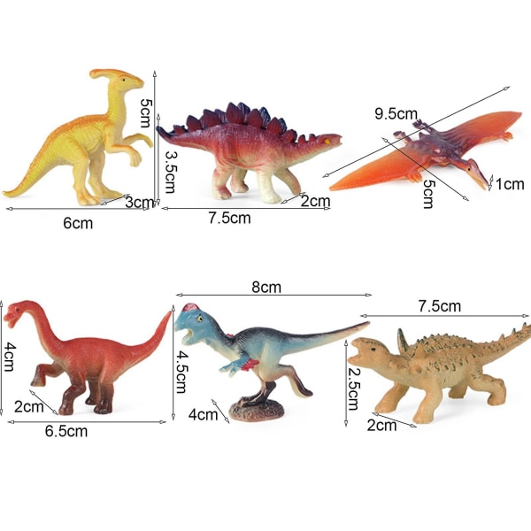 6 kpl / set dinosauruslelu muotoutumaton 3D stressiä lievittävä eläindinosauruksen malli Toimintafiguurit lapsille Jiyuge A