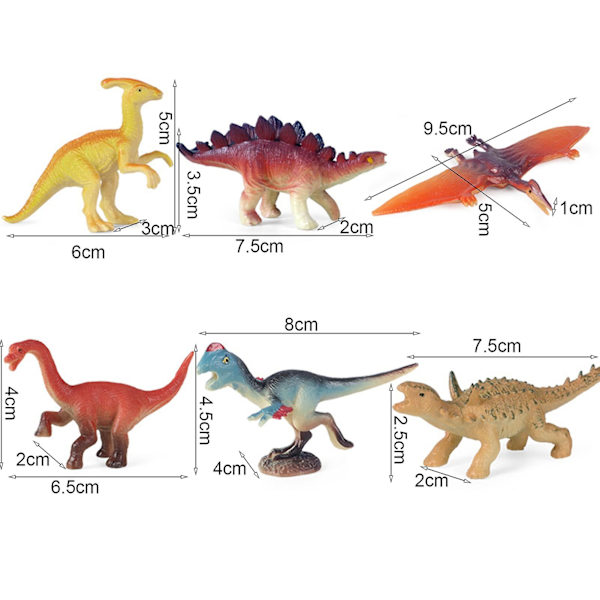 6-pack Dinosaurie Leksak Indeformerbar 3D Stressreducerande Djur Dinosaurie Modell Actionfigurer För Barn Jiyuge A