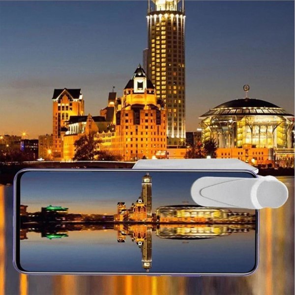 Smartphone Kamera Speil Refleksjon Clip Kit, Mobiltelefon Reflection Camera Clip Selfie Reflector, Mobiltelefon Shooting Supplies White - with remote