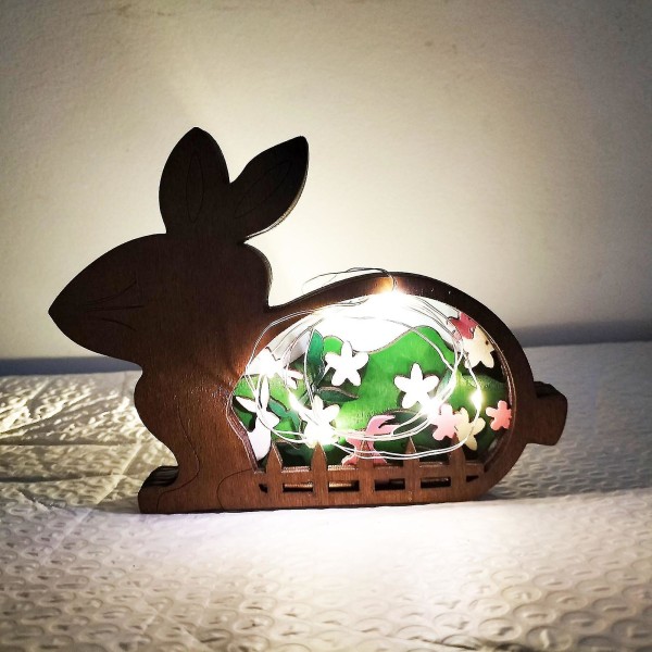 Bunny Led-lampe Myk belysning Uthult Design Glatt kant Batteridrevet Kreativ Form Dekorativ 2 Stiler Påskehare Ornament Dekor Led B