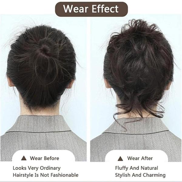 Hiuslisäke, Pötköhiuslisäke, Kiharat Hiukset Scrunchie, Pötkö Runsas Hiuslisäke, Epäsäännöllinen Pötkö Hiustenpidennykset Dark brown