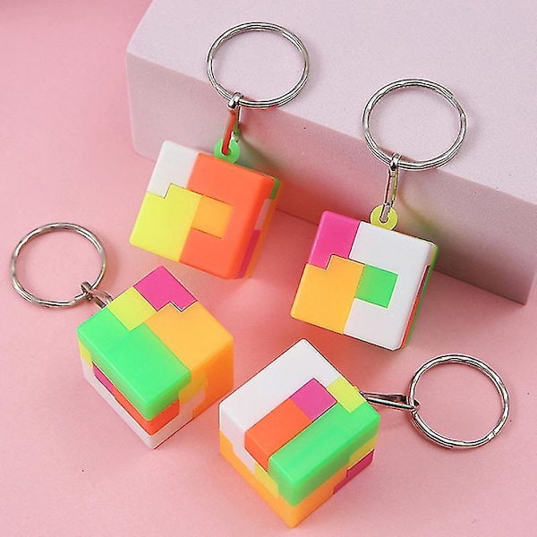 4-pack Pussel Luban Lås Nyckelring Magisk Kub Leksaker För Barn Vuxna Stressreducerande square