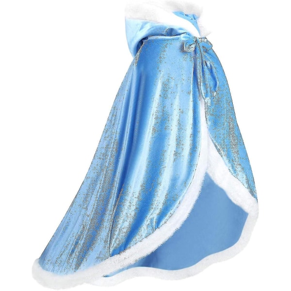 Vendbar kappe til voksne og børn, påske nytår kappe fancy kjole Vampyr Heks Troldmand Rollespil Kappe-zong Blue 120cm