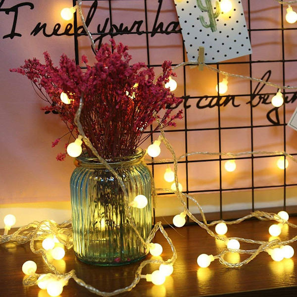 Silikon Fairy Light-kjede for julepynt hjemme Hvit kule. Varmt lys. White ball. Warm color. 30 m300lamps Plug-in version