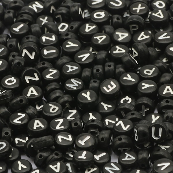 100/200/300 stk. 7mm Akryl Farverige Vokaler Enkle Bogstaver Runde Flade Perler DIY Hjemmelavet Halskæde Armbånd Smykker Tilbehør Tilfældig Mix4 Random Mix4 300pcs