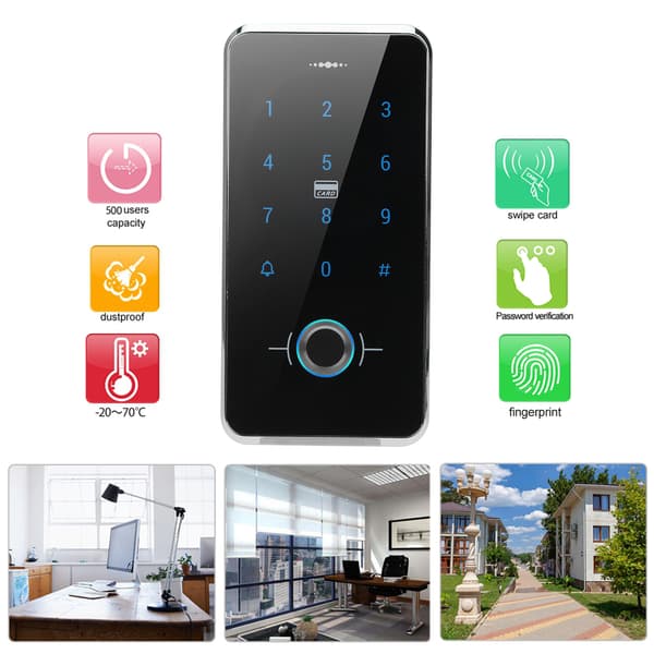 Touch Screen Door Keypad Fingerprint Password Card Reader IP68 Waterproof Wiegand26 Access Controller