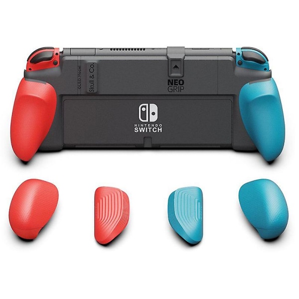 Neogrip Ergonomiskt Grepp Skyddande Fodral Set För Nintendo Switch Oled Red - Blue