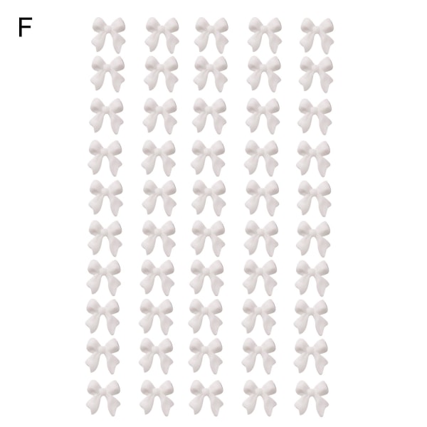 50 st/ set Nagelprydnad graverad 3d-effekt mini bowknot nail art fingernageltillbehör för kvinnor F