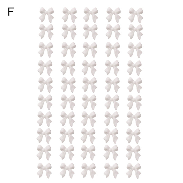 50 stk/sett Neglepynt Gravert 3D-effekt Mini Sløyfe Neglekunst Dekorasjon Fingernegl Tilbehør For Kvinner F