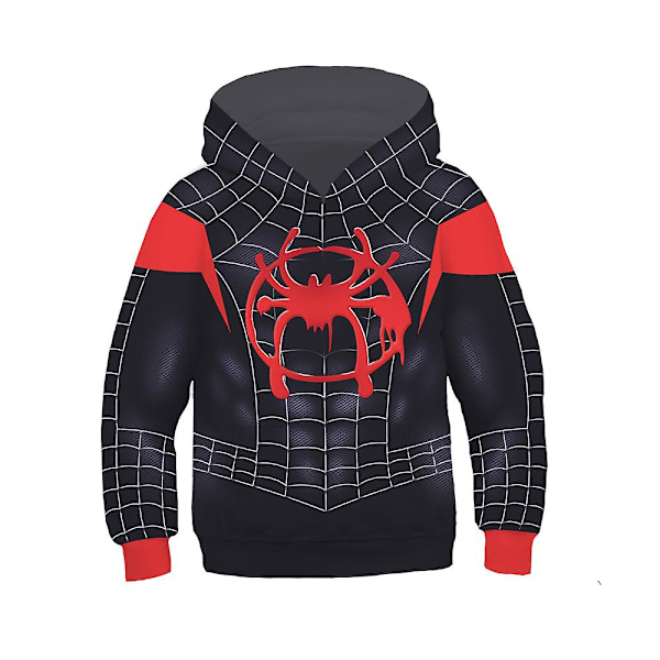 Spider-Man: Into The Spider-verse Hoodies Gwen Venom Spiderman Sweatshirt Cosplay Børn Drenge Piger Hættetrøje Trøje Toppe - En Lille Sort Edderkop Little black spider 4-5Years