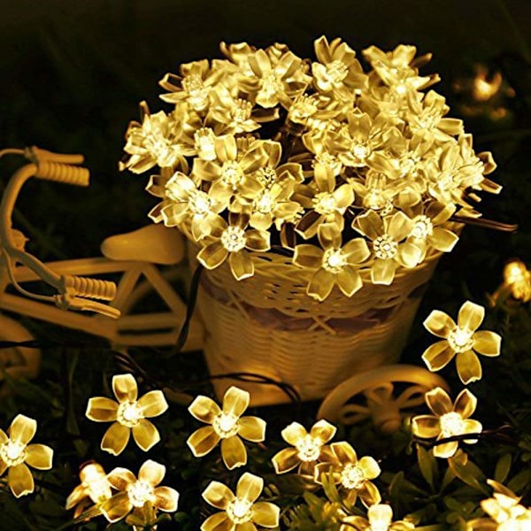 Silikon Fairy Lys til Julehjemmedekoration Kirsebærblomster Varme Farver Cherry Blossoms Warm Colors 10 m80lights 3 battery packs