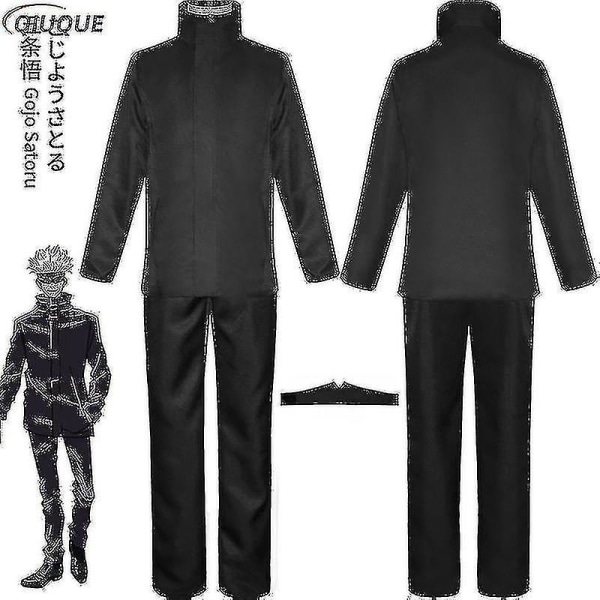 2023-anime Jujutsu Kaisen Gojo Satoru Cosplay Kostyme Topper Bukser Øyelapp Halloween Party Menn Uniform Parykker-r Blue Package 4 M