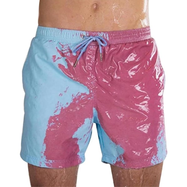 Magical Change Color Beach Shorts Herr Badbyxor Badkläder Snabbtorkat bad Pink 3XL