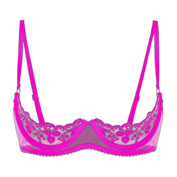 Dame 1/2 Kop Push Up Underwire Lace BH Lingeri Åben Brystkop BH Toppe Justerbar Rem Svampepolstret BH Undertøj Rose B XL