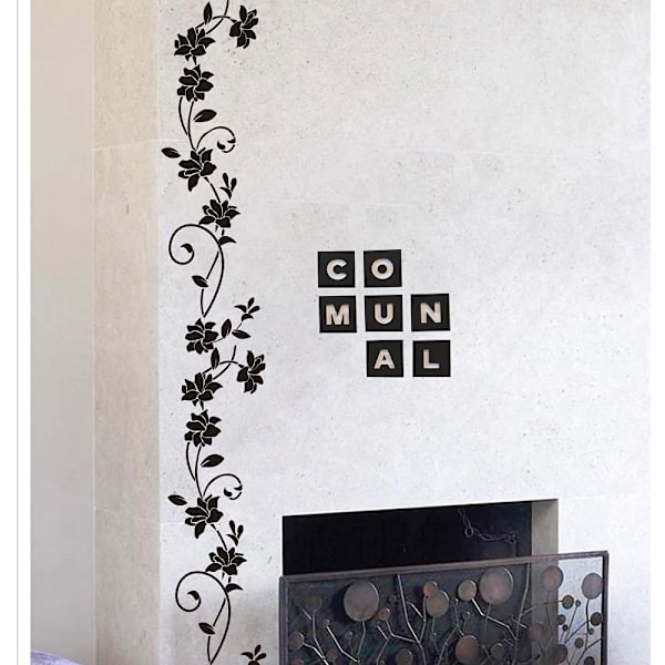 Väggdekaler i set, 105*30cm, Rankor Blommor Svart PVC Design Vägg S