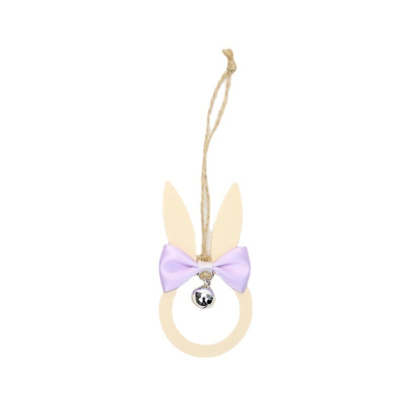 Kaninvedhæng Fade Resistant Lovely Wood Bow Knot Bell Design Påske Dekoration til Stue Purple