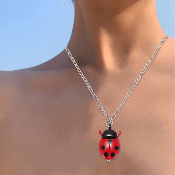 Röd Nyckelpiga Halsband Hängande Klocka Varm
