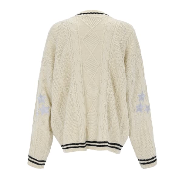 Håndlaget Red Star Folklore Cardigan Stjernebrodert Merch Oversized C L