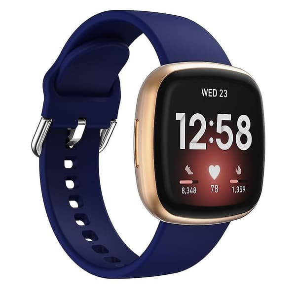 Yhteensopiva Fitbit Versa 3 silikonihihnan kanssa Dark Blue