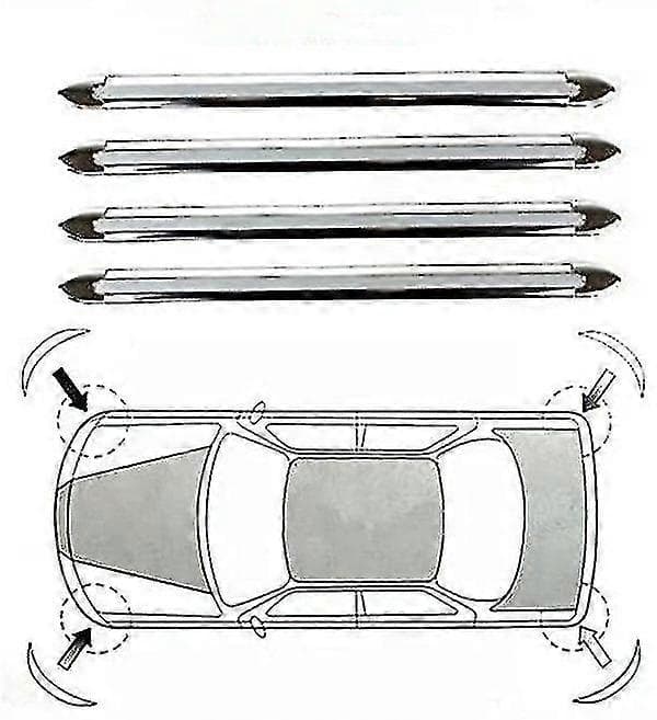 4x Silver Chrome Stötfångarhörnskydd Bil Lastbil Dekorremsa