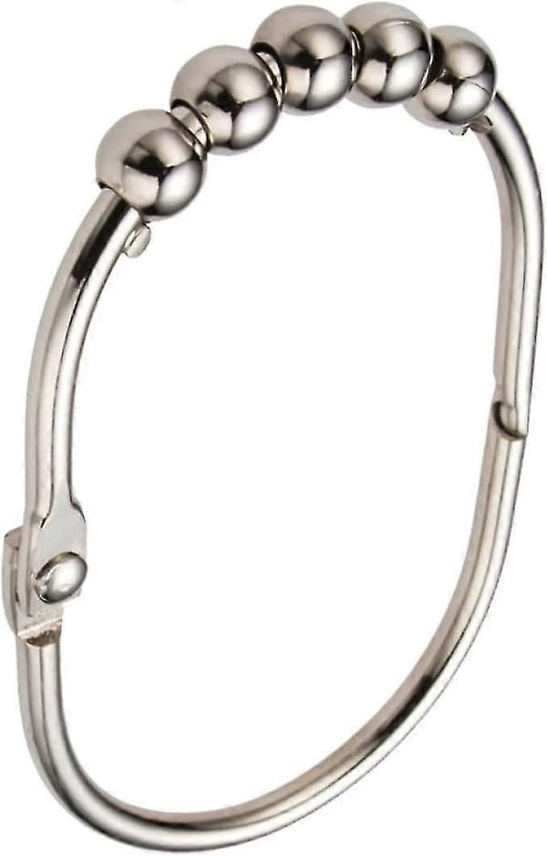 Brede badeforhængsringe kroge, sæt af 12 i rustfrit stål Polished Nickel