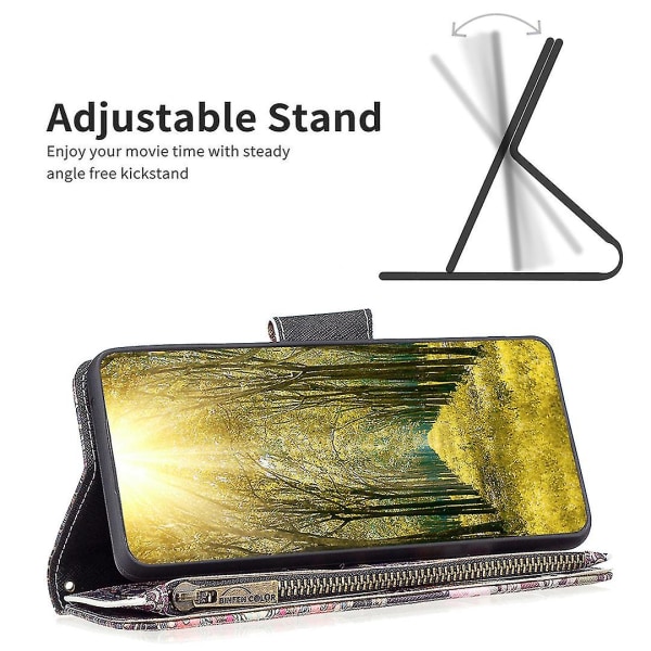 For Nokia G22 Bf03 Zipper Pocket Leather Phone Case Pattern Printing Wallet Folding Stand Cover