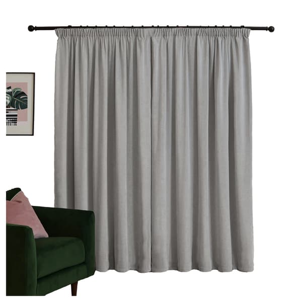 Furn Chenille Lined Curtains with Pencil Pleat 229cm x 229cm Silver Silver 229cm x 229cm