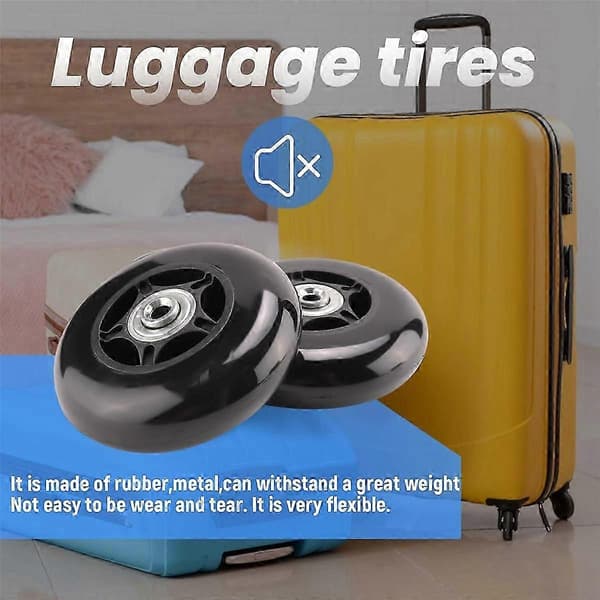 2 Sæt Bagage Kuffert Udskiftningshjul OD 80mm Black