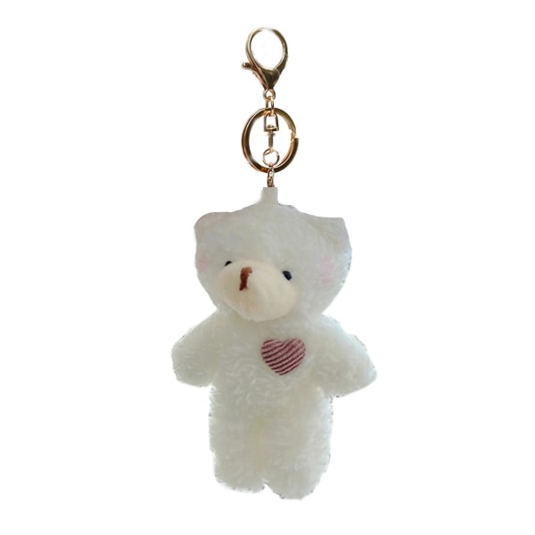 Key Pendant Heart Bear Cartoon Plush Doll Lovely Fluffy Key Chain Multipurpose Bag Pendant Valentines Day Gift