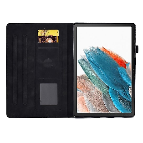 Täysi suoja tabletin kotelo Samsung Galaxy Tab A8 10.5 (2021) X200 / X205 Perhonen kukka kuvio painettu PU nahka ommeltu viiva Anti-drop T Black