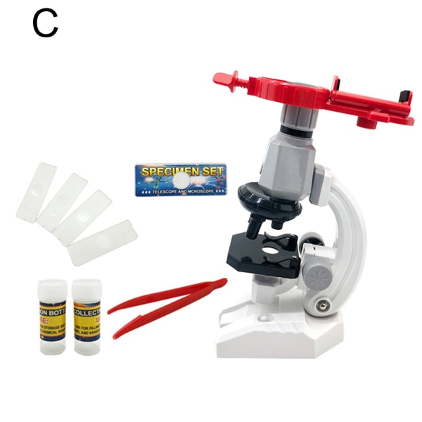 Børnemikroskop batteridrevet højforstørrelses videnskabeligt eksperiment 100x/400x/1200x biologisk mikroskopsæt til skole Jiyuge C